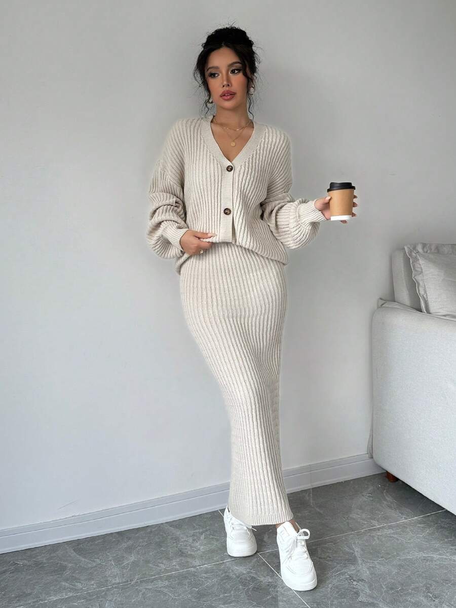 Basma Cardigan Skirt Set