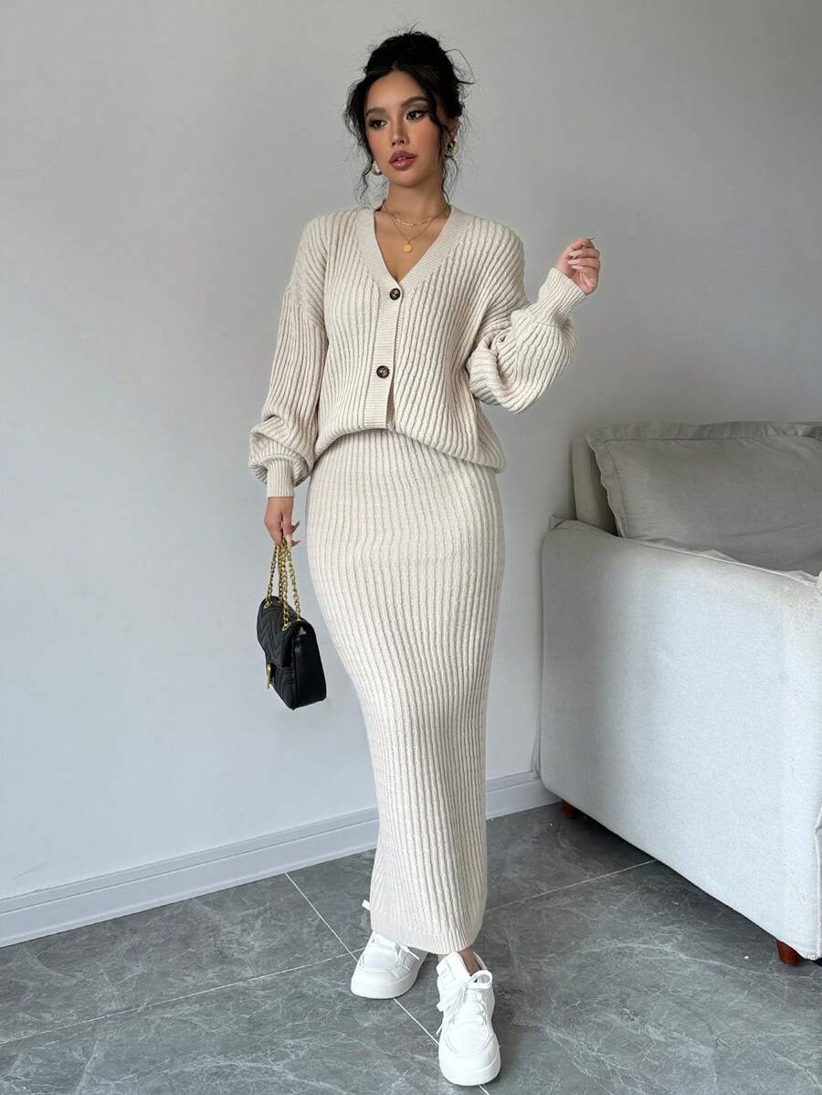 Basma Cardigan Skirt Set