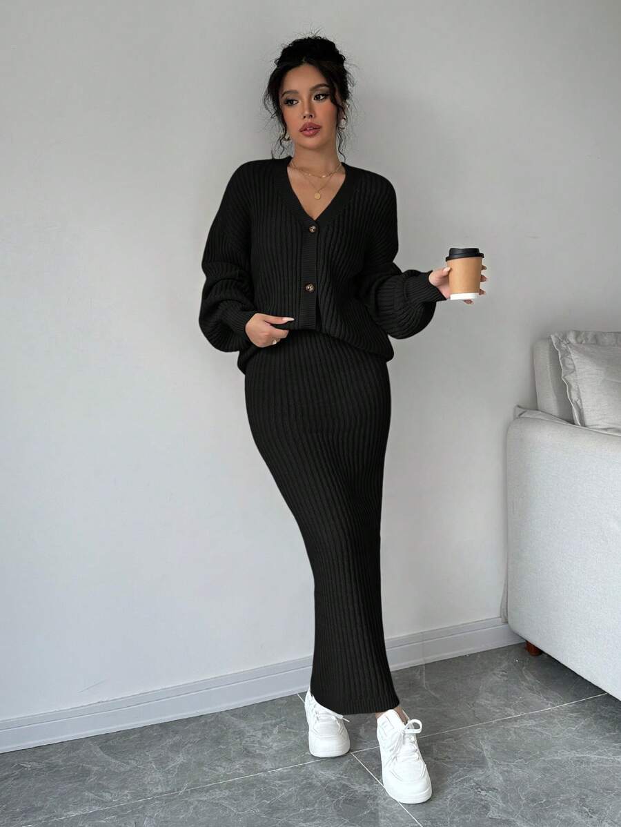 Basma Cardigan Skirt Set