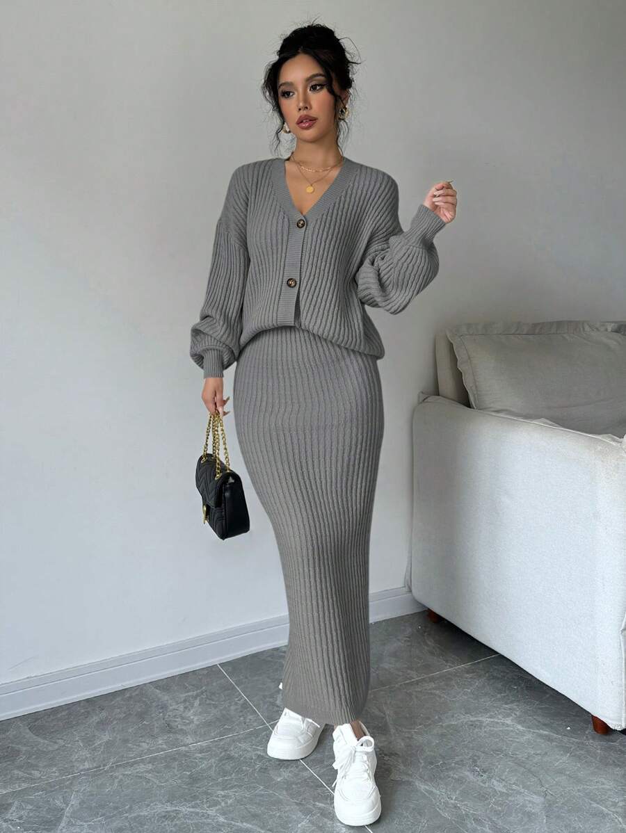 Basma Cardigan Skirt Set