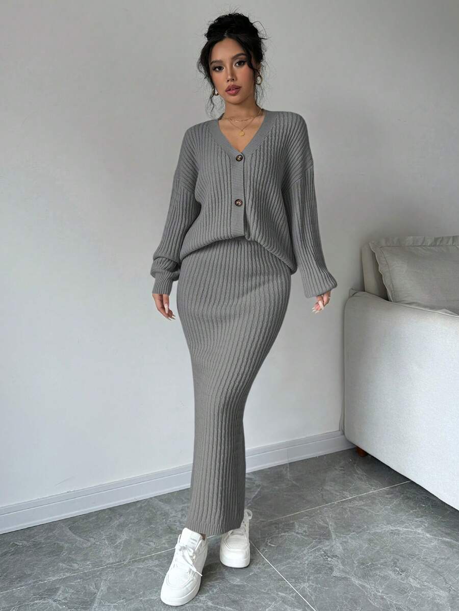 Basma Cardigan Skirt Set