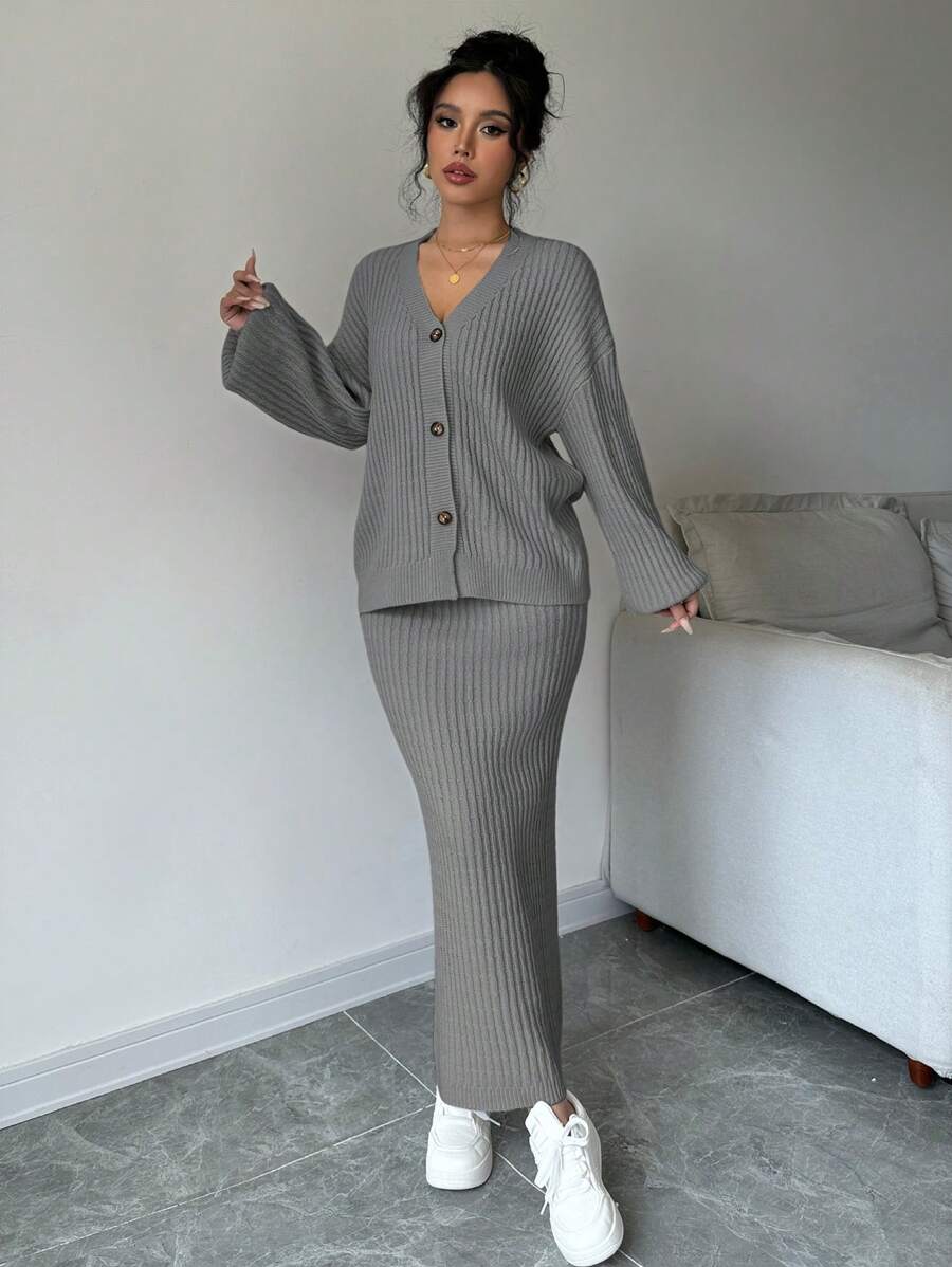 Basma Cardigan Skirt Set