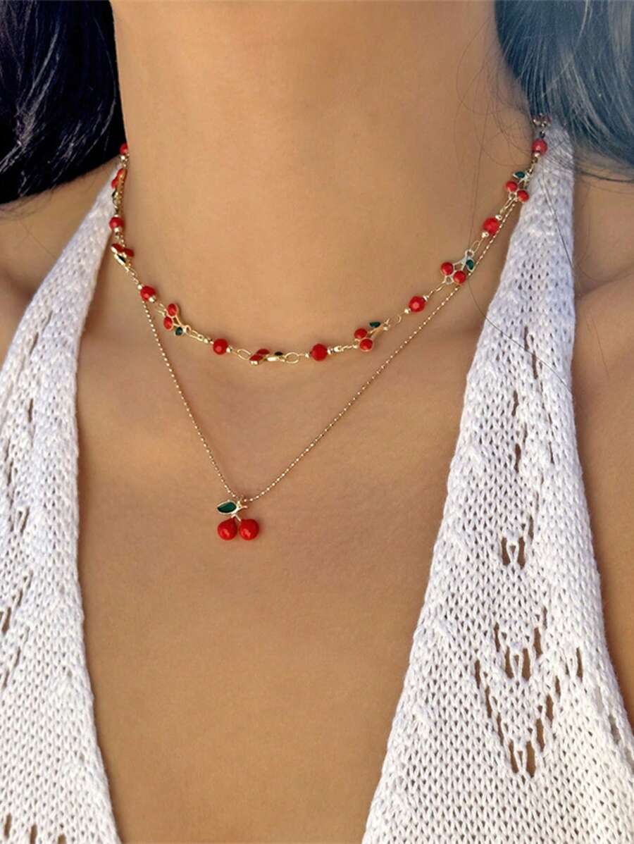 Vionette Cherry 2-piece Necklace