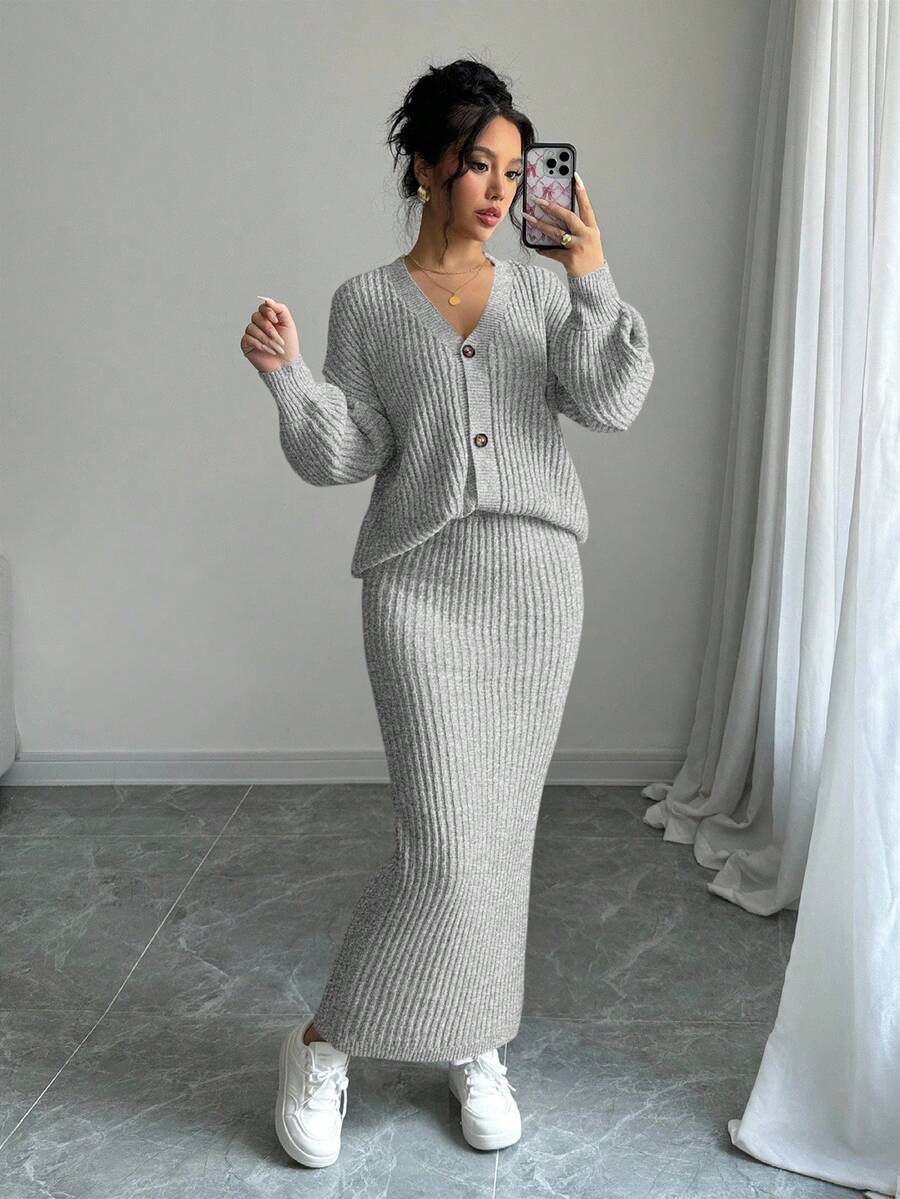 Basma Cardigan Skirt Set