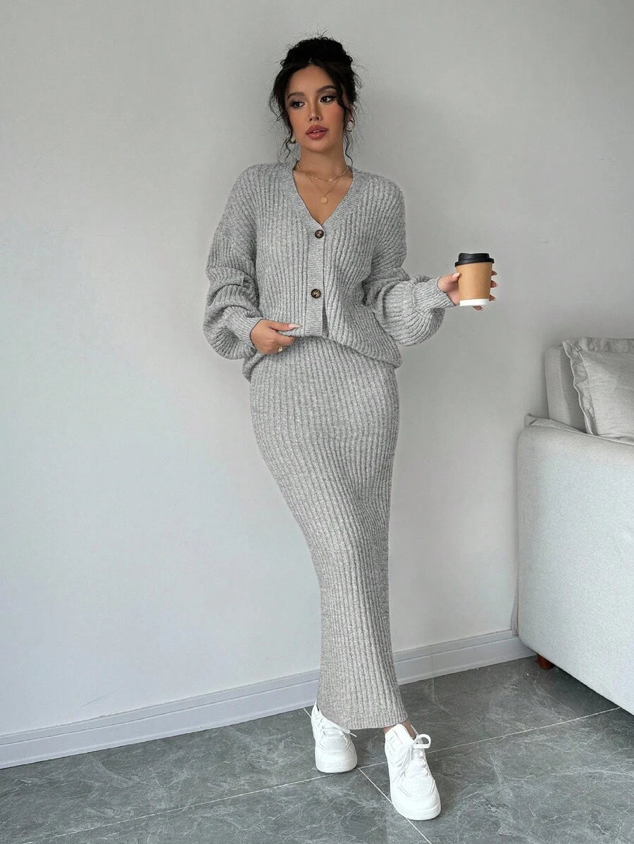 Basma Cardigan Skirt Set