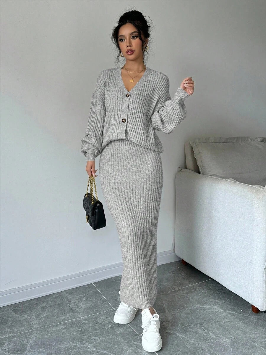 Basma Cardigan Skirt Set